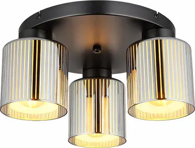 Zdjęcie produktu dla Lampa sufitowa LED, metal w kolorze czarnym, szkło chromowane, średnica 34,5 cm