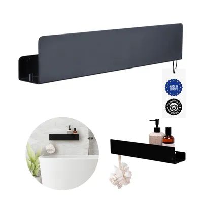 Produktbild von Duschregal 60 cm schwarz Metall Wand Badregal rostfrei pulverbeschichtet stabil modern