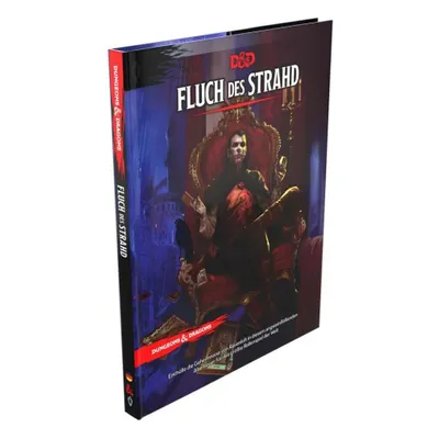 A Dungeons & Dragons RPG adventure book titled "Fluch des Strahd" (Curse of Strahd) is shown at an angle.