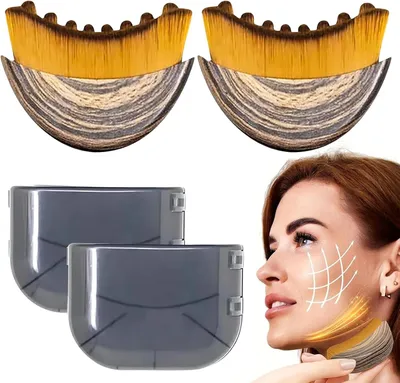 Imagen del producto de Cepillo facial para drenaje linfático, diseño contorneado, 2 unidades, para masaje facial