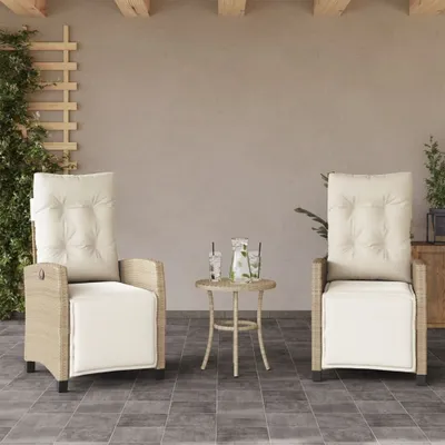 Produktbild von "im " Gartensessel mit Fußteil 2 Stk. - bis 150 kg - Verstellbar Beige Poly Rattan - Stapelsessel CC16813