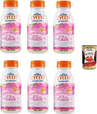 Produktbild von Parmalat Zymil Benefit Collagene 250ml, Laktosefreier Milchdrink mit Kollagen 6x 250ml + Italian Gourmet polpa 400gr