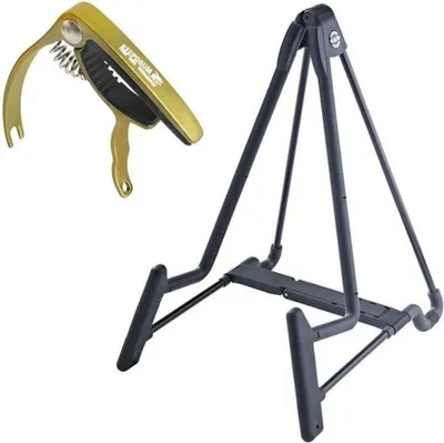 Image de K&M 17581 Heli Pied de guitare avec capodastre Gold