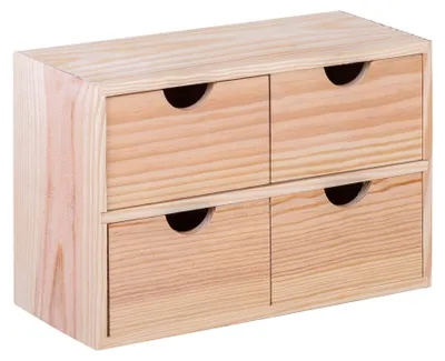 Miniblok mit 4 Schubladen aus Kiefernholz, 32x14x21,5 cm