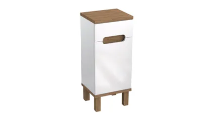 Obrázek produktu pro Koupelnová skříňka OVO bílá lesklá dub Craft 35 x 82 x 30 cm Softclose koupelnová skříňka s 1 zásuvkou koupelna
