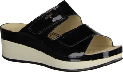 Produktbild von Damen Pantolette Vital Lara 1603-2399, Schwarz, Leder, NEU - Damenschuhe Pantolette / Zehentrenner, Schwarz, leder (lack), absatzhöhe: 35 mm