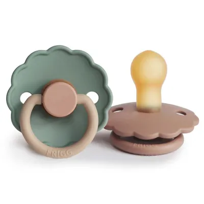 Produktbild von FRIGG Daisy Schnuller Latex Kirschform Cherry Beruhigungssauger Naturkautschuk (Klein (0-6 Monate),Rose Gold/Willow)