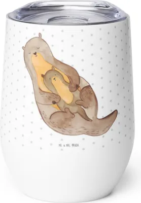 Produktbild von Mr. & Mrs. Panda thermosbecher Otter Kind - Weiß - Geschenk, Thermo Becher, Baby, Familie, glühweinbecher, glühwein tasse, Mutter, Geburt, Thermobecher, kaffee, Mama
