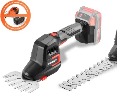 Produktbild von FUXTEC Grasschere FX-E1HHS20 | Akku Strauchschere 20V | 80 Min Laufzeit | 2in1 Handheckenschere | 20cm Schwert | 10cm Rasenkantenmesser | ohne Akku