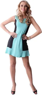 Immagine prodotto di Camicia lunga da donna tunica top mini abito bicolore; S/M verde menta