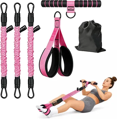 Image de Bandes de résistance avec pédales, 3 tubes, en caoutchouc élastique, pour le fitness et la musculation