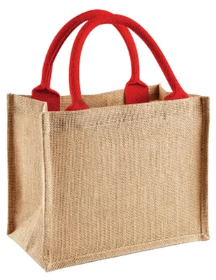 Immagine prodotto di Borsa in juta Westford Mill / Mini borsa regalo in juta, 6 litri FK972 (taglia unica) (naturale/rosso)
