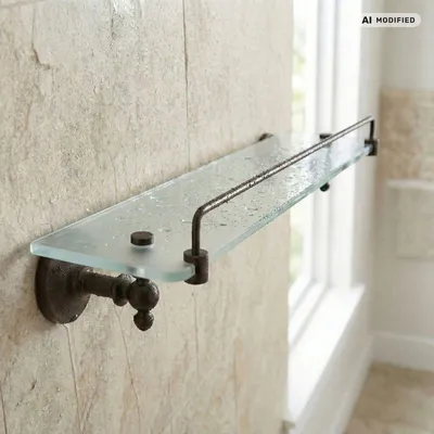 Produktbild von PaulGurkes Glasregal Bad-Wandablage Nostalgie Schwarz Messing Retro