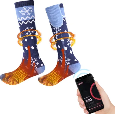 Produktbild von 5000 mAh wiederaufladbare beheizte Socken fuer Maenner und Frauen, waschbare elektrische thermische Waermesocken mit Aiwei APP-Fernbedienung fuer Winter, Radfahren, Skifahren, Outdoor, Angeln, Camping, Batterie im Lieferumfang enthalten, Fusswaermersocken fuer kaltes Wetter