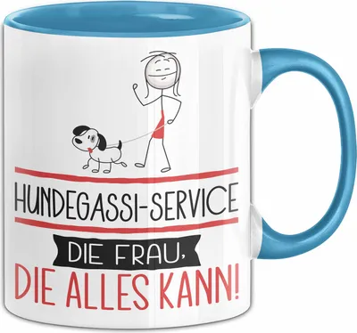 Produktbild von Hundegassi-Service Geschenk Tasse Becher Die Frau Die Allen Kann Geschenkidee für eine Hundegassi-Service Lustig (Blau)