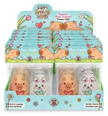 Produktbild von Quetschfiguren Squishy Eier Happy Spring, Capybara, 2 Stück, sortiert