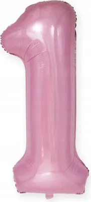 Imagen del producto de Globo de látex con forma del número 1, color rosa pastel, 100 cm