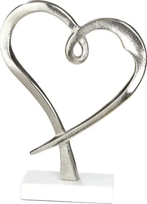 Productafbeelding van Gilde Herz auf Marmor Base silber, Base weiß L= 8,0 cm B= 24,0 cm H= 33,0 cm 60469