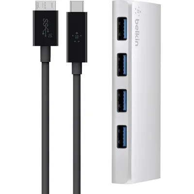 Produktbild von Belkin F4U088VF, USB 3.2 Gen 1 (3.1 Gen 1) Micro-B, USB 3.2 Gen 1 (3.1 Gen 1) Type-A, 5000 Mbit/s, Silber, 1 m, USB