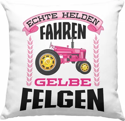 Produktbild von Trendation - Landwirtin Spruch Frau Geschenk Deko-Kissen mit Füllung 40x40 Landwirtschaft Geschenke für Männer Traktor Spruch  Deko-Kissen mit Füllung 40x40 Echte Felgen (Blau)