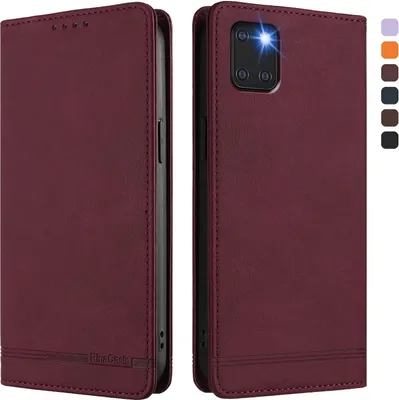 Image de Etui pour Samsung Galaxy Note 10 Lite, étui rétro en cuirPolyuréthaneavec support et fentes pour cartes de crédit Rouge