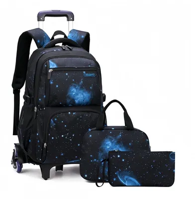 Obrázek produktu pro Batoh na kolečkách - Školní batoh - Trolley - Obědová taška - Pouzdro - Voděodolný nylon 30x23x46cm