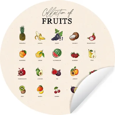 Produktbild von MuchoWow® Runde Wandtattoo - Wandsticker Tapete Aufkleber Obst - Lebensmittel - Küche Ø 80 cm Selbstklebend und Repositionierbar - Wandaufkleber - Kreis - Mauerkreis - Wand Bilder - Wandsticker - Wohnzimmer Dekoration - Dekoration für die Wände - Aluminium - Babyzimmer