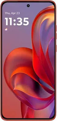 A smartphone with a colorful abstract wallpaper displayed on its screen.