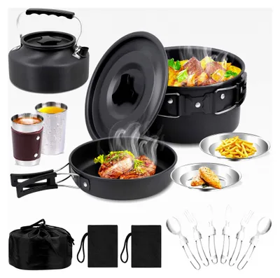 Produktbild von Camping Kochgeschirr Set für Outdoor Aktivitäten (14-teilig)