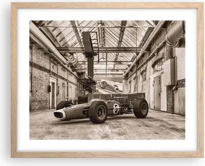 Produktbild von Gerahmtes Poster - Rahmen in heller Eiche - Formel 1 Rennen Retro - 50x40 cm - Wand Bild - Wanddeko - Wandbilder - Kunstposter - Wandposter - Bilderrahmen - Bilder - Kunstdruck - P2NAA50x40-4918