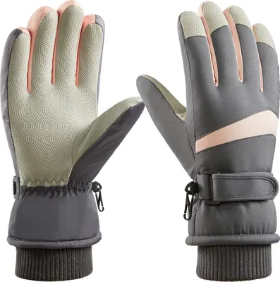 Produktbild von Skihandschuhe Radfahren Schneehandschuhe Wasserdicht Winddicht Winterhandschuhe, Grau, Frauen