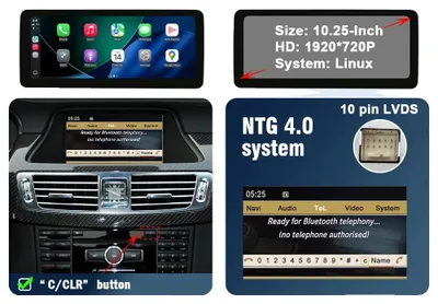 Produktbild von Auto-Multimedia-Touchscreen, kabelloses CarPlay, Unterstützung für Android Auto, 10.25 Zoll NTG4.0