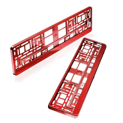 Produktbild von baytronic Kennzeichenhalter rot chrom 2er Set