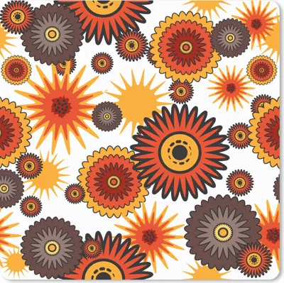 Produktbild von MuchoWow® Mauspad Mousepad Design - Retro - Orange - Blumen 20x20 cm - Mousepads - Maus Mat - Pad - Mausunterlage - Desk Mat - Bureauartikeln