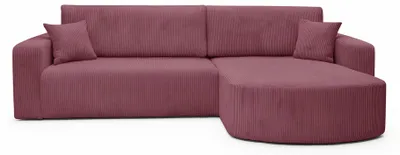 Produktbild von Homebook TEEO – L-förmiges Ecksofa mit Schlaffunktion, Bettkasten und Cord-Bezug, Universell, Dunkelrosa