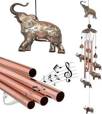 Immagine prodotto di Famanu Windspiel 95 cm - Decorazione in metallo realizzata a mano (elefante)