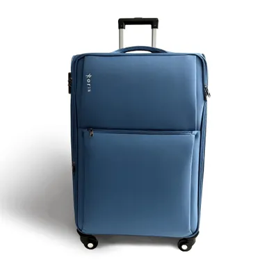 Produktbild von Textilkoffer, Rorik® Destination, 28 Zoll, 97 L, Größe L (80×47×28 cm), Zahlenschloss, 360° Rollen, Teleskopgriff, erweiterbar, Hellblau