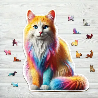 Produktbild von Wooden.City Regenbogenkatze Holzpuzzle mit Figuren 250 Teile