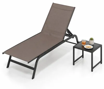 Produktbild von KOMFOTTEU Sonnenliege mit Beistelltisch und Rollen, Outdoor Liegestuhl