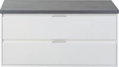 Produktbild von Sanox Waschtischunterschrank Porto BxHxT 120,2 x 58 x 50 cm Frontfarbe weiß hochglanz mit WT-Platte beton anthrazit 8473