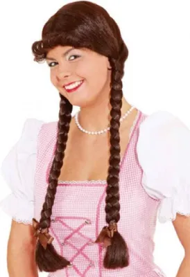 Produktbild von O30064-05 braun Damen Schulmädchenperücke Trachtenzopfperücke