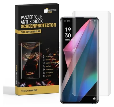 A product box for a screen protector is shown next to a smartphone with the screen protector applied.