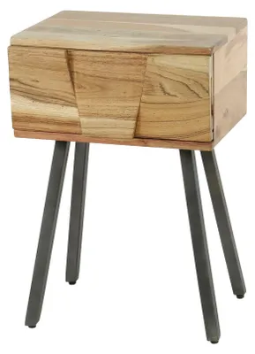 Produktbild von FURNLUX Nachttisch Demn Akazie Und Schwarz 40cm / Hauptfarbe: Braun / Abmessungen: 40 x 60 x 32 cm