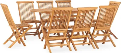 Produktbild von ZMH 9-tlg. Garten-Essgruppe Klappbar Massivholz Teak