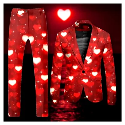 Produktbild von Valentinstag Party Kostüm Herren Prom Suits Valentinstag Blazer 2 Teilige für Männer Kommt mit Blazer und Hose in lustigen Designs Herrenanzug für Party Outfits Slim Fit Anzug