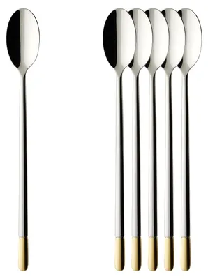 Zdjęcie produktu dla Villeroy & Boch Advantage zestaw 6 częściowo pozłacanych łyżeczek do latte macchiato Ella stal nierdzewna srebrna/platynowa pozłacana 1263510600