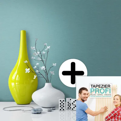 Produktbild von NEWROOM Tapete Blau Vliestapete Unifarbe - Einfarbig Uni Blaugrau Unifarben Einfarbig