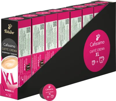 Produktbild von Tchibo Cafissimo Vorratsbox Caffè Crema XL Coffee Kaffeekapseln, 80 Stück – 8x10 Kapseln (Kaffee, kräftig mit intensiven Aromen), nachhaltig & fair gehandelt, für große Kaffeebecher