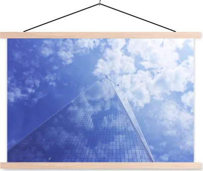 Produktbild von MuchoWow® Textilposter Die Spiegelung des Himmels im One World Trade Center 60x40 cm mit holzfarbenen Rahmen - Bilder