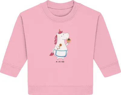 Produktbild von Mr. & Mrs. Panda Organic Baby Pullover Einhorn Küche 24. - 36. Monat - Baumwolle Pink - Geschenk, Bullover, Kuchen, Unicorn, Koch, Muffin, Träumen, Einhörner, Backen